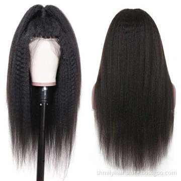 New Style Kinky Straight 13*6 Transparent Swiss Lace Frontal Wigs Yaki Brazilian Virgin Cuticle Aligned Hair Kinky Straight Wigs